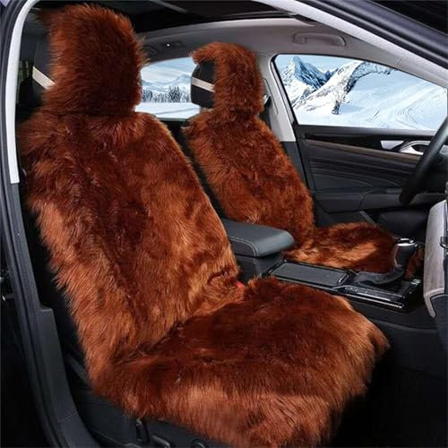 champracer Lammfell autositzbezug, 1 Stück Sitzbezüge Auto, Winter Plüsch Autositzbezug, Universal Autositzschoner mit Rückenlehne, Autositzkissen für Autositz, Bürostuhl und meisten Stühle (Braun)
