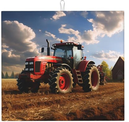 Abtropfmatte für Küchentheke, groß, super saugfähig, Fantasie-Farm-Traktor, Mikrofaser, Abtropfmatte, rutschfeste Abtropfmatte für Spülen, Kaffeemaschine, 45,7 x 40,6 cm