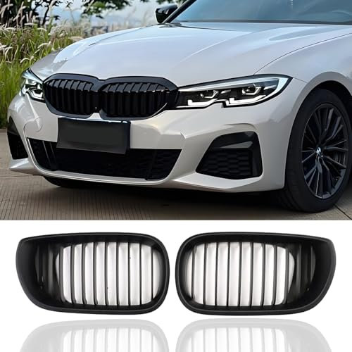 E46 Nieren Schwarz Kühlergrille, Zubehör Sport Frontgrill für BMW 3er E46 4 Door 4D 2002-2005 LCI (Nicht für 2 Türen geeignet)