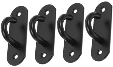 HEMOTON 4stücke Wandmontierter Widerstandsband Edelstahl Schwerlast-Haken Für Fitnessgeräte Gymnastik Und Yoga Einfache Installation Mit Großem Öffnungsdesign Stilvoller Schwarzer Look