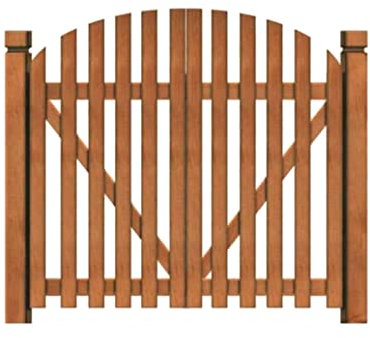 Elegantes Gartentor aus Holz, doppelt öffnendes Teak-Zaun-Tor für Privatsphäre im Freien, Bogenrahmen-Design, braun-D, 117 x 100 cm – langlebiger und stilvoller Garteneingang