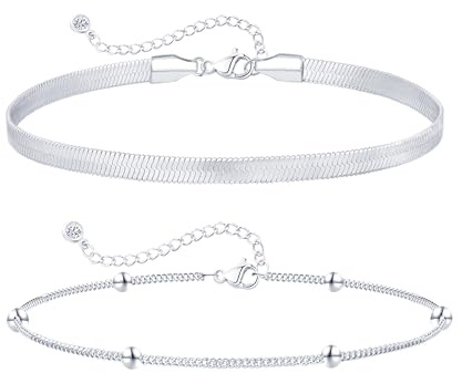 ZOERAY FußKettchen für Damen Gold Silber Wasserfest Fussketten für Frauen Silber 925/18K Vergoldete Boho FußKette mit Herz Perlen Einstellbar Schlangenkette Geschichtet Sommer Strand Schmuck Mädchen