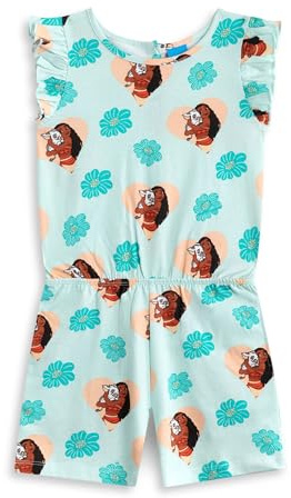 Disney Girls Playsuit Options | Sleeveless Outfit with Ruffle Detail Elasticated Waistband | Casual Summer Wear with Pockets | Movie Character Apparel for Children