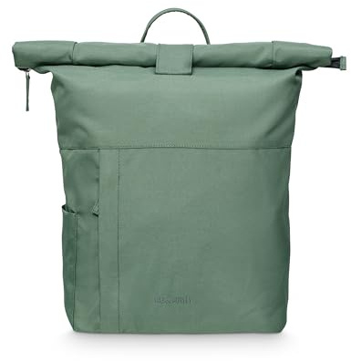 FITZ & HUXLEY Ocean Rolltop Rucksack 21L Damen Herren mit Laptopfach | Recyceltes Meeresplastik, vegan, wasserabweisend, Notebook bis 16 Zoll, Koffergurt, Anti-Diebstahl-Fach, Fahrrad, grün
