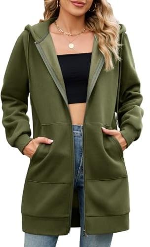 Yuson Girl Sudadera Mujer con Capucha Larga Algodón Chaqueta Forro Polar
