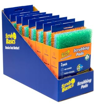Scrub Daddy Scrub Basics Scouring Pads | Non-Abrasive with Texture Changing Technology, Dish Cleaner Scourers for Washing Up, Cleaning & Kitchen
