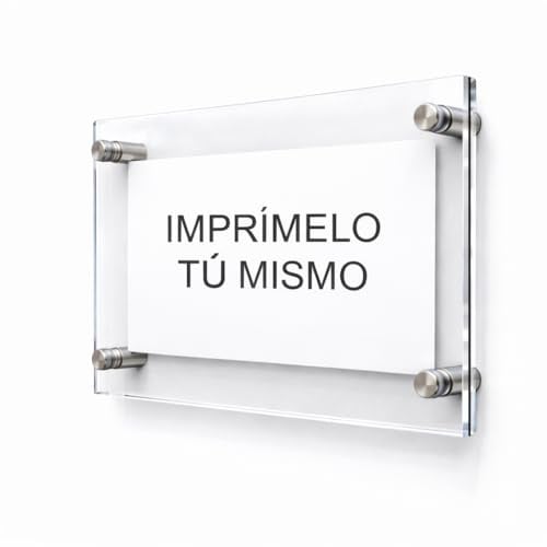 TIBRYN Kit Letrero – A4 – 21x29,7Cm – Cartel Cortado a Láser + Papel Especial para Negocio Metacrilato Transparente – Placa – Placa Exterior e Interior – Tiendas, Oficinas y Restaurantes