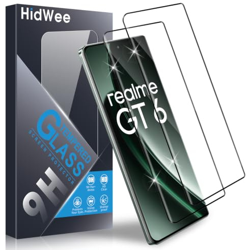 HidWee Compatible con Realme GT 6/GT 6T 5G Cristal Templado, 2 Piezas 3D Protector de Pantalla, 9H Dureza Sin Burbujas Cristal Templado