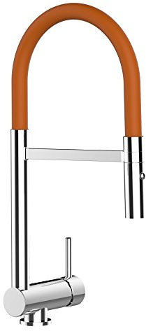 Unterfenster Wasserhahn Küchenmischer mit abschwenbarem Auslauf und abhembarer 2strahl Handbrause - Gesamthoehe abgeschwenkt nur 58mm. Auslauf drehbar 360° - ORANGE