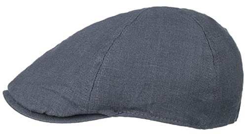 Lipodo Leinen Flatcap Herren - Sommermütze mit Stretchband an Rückseite - Mütze in Beige und Dunkel-Blau - Schirmmütze Frühling/Sommer - Atmungsaktive Schiebermütze dunkelblau M (57-58 cm)