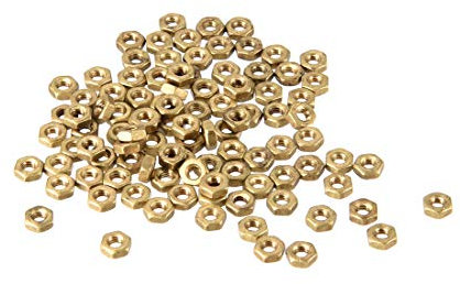 sourcing map 100Stk. Sechskantmuttern M2x0,4 mm Sechskantmutter mit metrischem Grobgewinde Messing