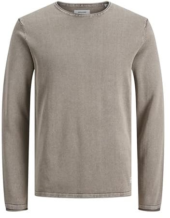 JACK&JONES Men's JJELEO Knit Crew Neck NOOS, Crockery, XS