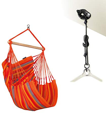 La Siesta® - Domingo Hanging Chair Basic Size - Weatherproof with Bamboo Wood, 360° Rotatable, Generous Dimensions - Comfortable Hängesessel. (Toucan)