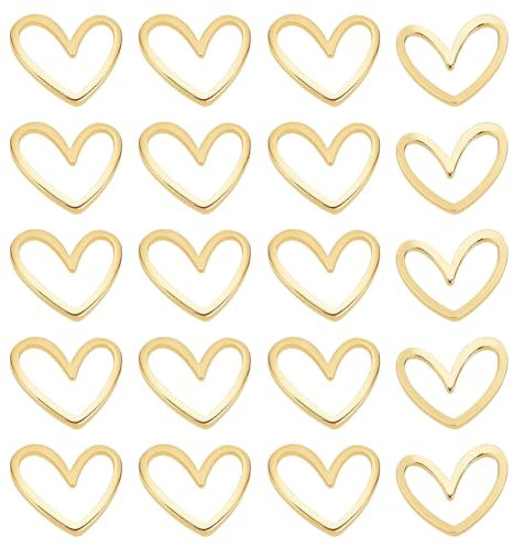 BENECREAT 20PCS 18 Karat vergoldete Verbindungsringe Messing Herz geschlossen Schmuckverbinder für Armbänder Halskette DIY Herstellung, 11.5x13mm