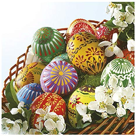 20 Servietten/Napkins Ostern - ca. 33 x 33 cm 3-lagig - Osterkob Eier Blumen - Tisch-Deko Basteln Serviettentechnik