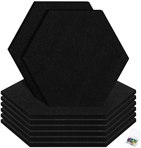 HyFanStr Upgrade Filz-Pinnwand, 29 x 30 cm, große, sechseckige Pinnwand zum Anbringen an der Wand 30 Pinnnadeln, dekoratives Notizbrett für Büro, Schlafzimmer, Küche