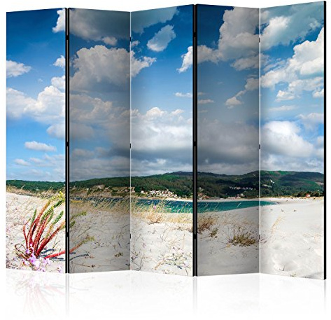 murando Akusticher Raumteiler Strand am Meer Foto Paravent 225x172 cm beidseitig auf Vlies-Leinwand Bedruckt Akustikschaum Trennwand Spanische Wand Sichtschutz Home Office Natur c-B-0353-z-c