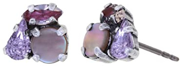 Konplott: Ohrstecker Sea Breeze pink/brown, dreifacher edle Ohrstecker mit Kristall und Muschel in pink, für Damen/Frauen