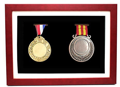 Medaillen-Vitrine – 2 Medaillen Display Shadow Box – perfekte Medaillenanzeige für Läufer, Marathon, Rennsieger, Fußball, Gymnastik und alle Sportarten