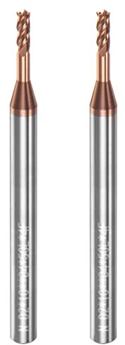 sourcing map 2 fresas de punta cuadrada de 4 mm, vástago de 2 mm x 10 mm, carburo sólido recubierto de AlTiSin 4 flautas, fresa extra larga para aleación de acero inoxidable endurecido