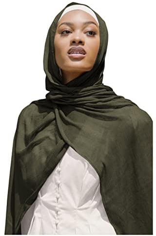 Txameru Hijab for Women Hijab Scarf Muslim Rayon Crinkle Hijab with Fringe Edge
