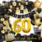 60 Geburtstag Deko, 60 Geburtstag Mann Frauen, Geburtstagsdeko 60, Schwarz Gold Deko mit Happy Birthday Girlande, Deko 60 Geburtstag, Luftballon 60 für 60 Männer Geburtstag Dekorationen