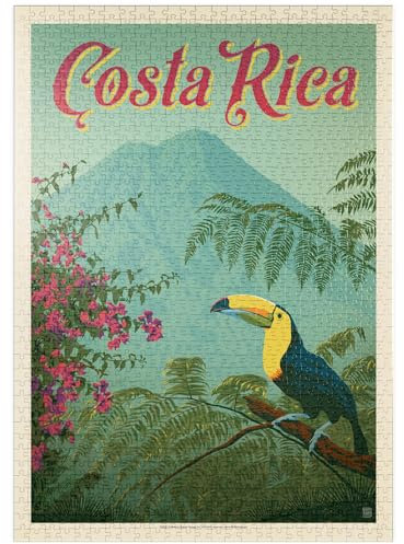 MyPuzzle Costa Rica: Toucan in The Jungle, Vintage Poster - Premium 1000 Teile Puzzle - MyPuzzle Sonderkollektion von Anderson Design Group