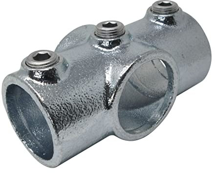 SO-TOOLS® Temperguss Kreuzstück durchgehend für 26,9 mm Rohr, Höheneinstellbare, gerade Verbindung von 2 Waagerechten Rohren