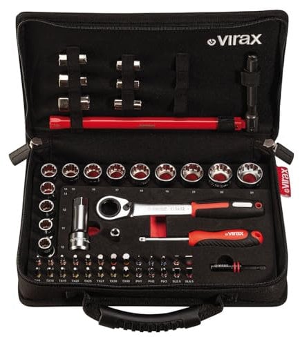 Virax Plombi'Box 51 pièces clé écrou robinet, douilles traversantes, embouts 1/4' Virax - 310410