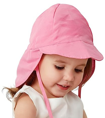 Wedhapy Baby Sonnenhut Kleinkind Sonnenhut UPF 50+ Verstellbarer Kleinkind Strandhut Schnell Trocknender Sommer Strandhut Mit Nackenklappe Leichter Und Atmungsaktiver Badehut Rosa GrößE S