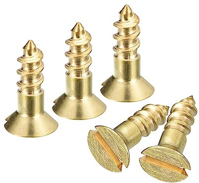 sourcing map Viti per legno in ottone, 50 pezzi, M3 x 10 mm, a testa piatta, autofilettanti, per mobili e falegnameria