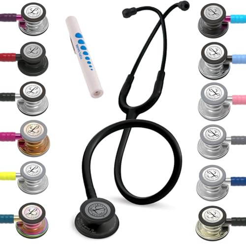 3M Littmann Classic III Stethoskop mit Gratis Gravur und Penlight (Marineblau/Mirror Edition)