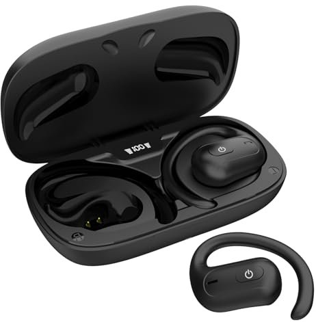 IFECCO Open Ear Kopfhörer Bluetooth 5.3 - Kabellose Kopfhörer mit Mikrofon,Air Conduction Kopfhörer mit LED-Anzeige,IPX5 Wasserdicht Sport Kopfhörer 40 Stunden für Läufer Fahrrad