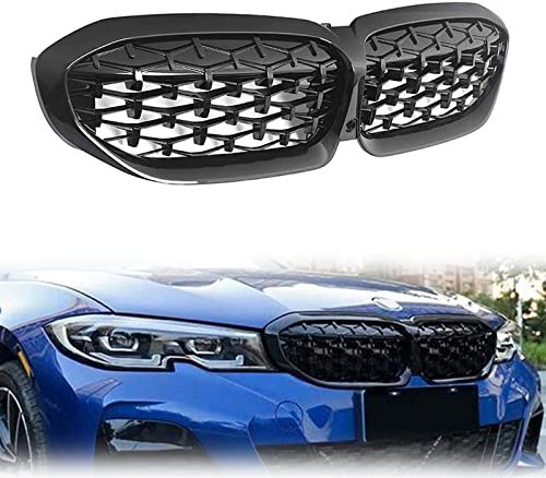 Kühlergrille Front-Diamant-Nierengrill-Ersatz Für B&M&W 3er G20 G21 G28 2019-2021 Racing Grills Grille Autozubehör (Color : Schwarz)