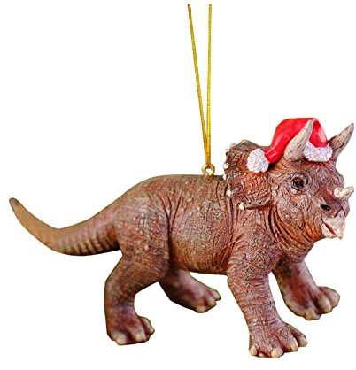 Dinosaurier Weihnachtsanhänger mit Weihnachtsmütze, 2D Acryl-Anhänger Lustige Baumschmuck Basteln Weihnachten Geschenk Anhänger Weihnachten Deko als Weihnachtsschmuck,Christbaumschmuck (D, One Size)