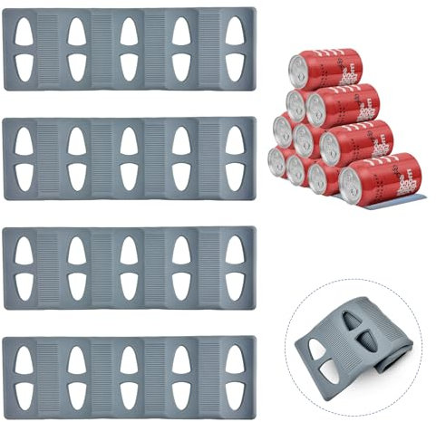 Irenwarl 4stk Flaschenhalter Kühlschrank Schrank Silikon Universal Flaschenregal Bier Halter Stapelhilfe, für Soda Getränke Kann Wein (Grau)