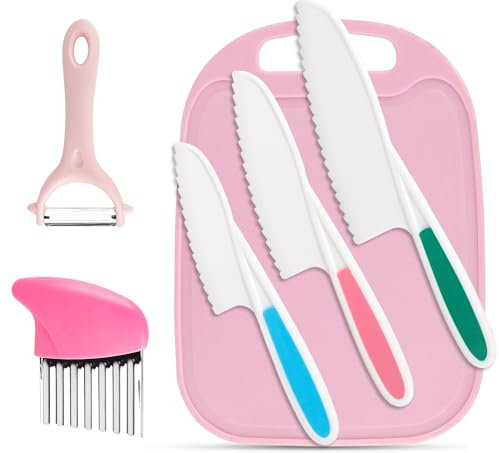 ZDNT Set di Coltelli da Cucina per Bambini - 6 Pezzi in Plastica di Sicurezza per Tagliare e Cucinare Frutta o Verdura