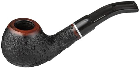Angelo Pfeife Modell 7 schwarz rustiziert gebogen mit Ring