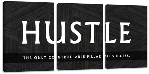 Hustle Office Wanddekoration, 3-teiliges Erfolgs-inspirierendes Gemälde, Bild, Unternehmer-Zitat, Hustle-Poster, Drucke, schwarz, motivierende Wanddekoration für Büro, Wohnzimmer, Arbeitsplatz,