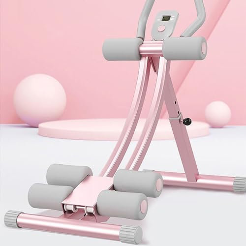 NaKeah Höhenverstellbare AB -Trainer, abdominaler Ganzkörper -Trainingmaschinenmaschinen Tailler Cruncher Core Toner Bein Oberschenkel Gesäß Shaper mit LCD -Monitor,Rosa