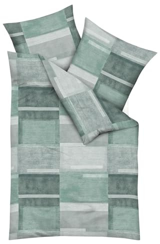 Kaeppel Biber Bettwäsche Status smaragd 1 Bettbezug 135 x 200 cm + 1 Kissenbezug 80 x 80 cm