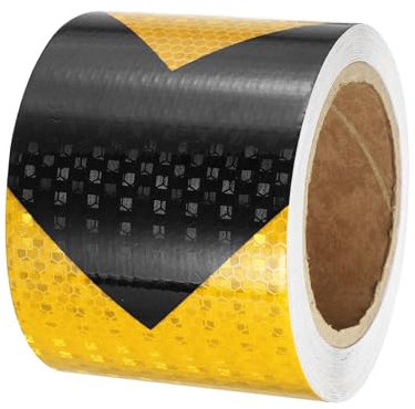 PATIKIL Ruban Réfléchissant Adhésif Flèche Jaune Noir 1 Rouleau 10cm x 20 Mètres Ruban Adhésif Réfléchissant de Sécurité Imperméable pour Camions, Remorques, Voitures
