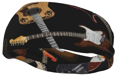 Schweißband mit Gitarren-Aufdruck, Yoga, Sport, Workout, für Laufen, Sport, Reisen, Fitness, Herren und Damen