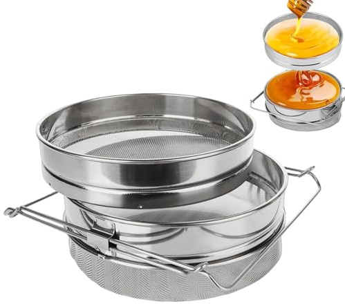 Colador De Miel - Equipo De Apicultura, Filtro De Miel | Colador De Doble Tamiz De Acero Inoxidable, Suministros Multifuncionales Para Abejas, Equipo Para Recolectar Miel, Tamizado De Té Y Café Molido