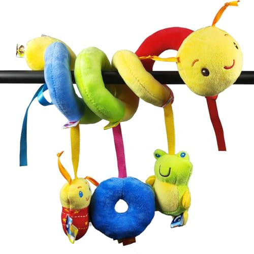 DoerSpace Baby Kinderwagenspielzeug, Spiralrassel aus Plüsch zum Aufhängen mit Seil zum Festbinden, Sensorisches Babyspielzeug für die Wiege, Mobile Wiege, Kleinkinder mit Glöckchenmusik