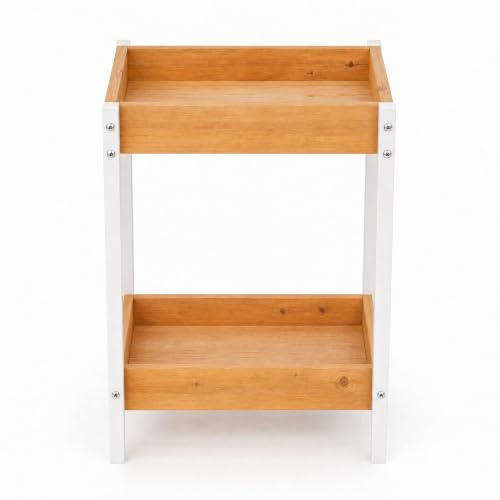 LIN HOME Regal mit 2 Einlegeböden aus Holz und Metall, 25 x 15 x 37,5 cm, Mehrzweckmöbel zur Aufbewahrung, ideal für Badezimmer, Küche, Schlafzimmer