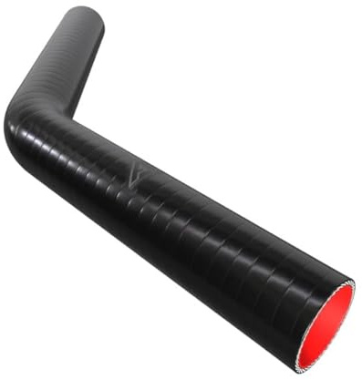 57mm (2 1/4) ID Black Fluorolined Silicone 45 Degree Long Fuel & Oil Elbow Hose - 300mm Each Leg (600mm Total Length)