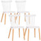 HOMCOM Lot de 4 chaises de Salle à Manger, chaises de Cuisine, Style scandinave, Dossier Haut, Assise en polypropylène, Pieds en hêtre, pour Salon, Chambre, Cuisine, Bureau, Blanc