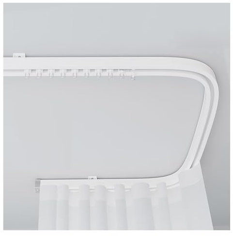 Set di binari flessibili per tenda pieghevoli, per tende a L U e forme circolari, binario per tenda da doccia, camper, sistema di binari divisori, fai da te (soffitto bianco, 70 cm)