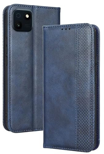 RankOne Custodia A Portafoglio per Smartphone, Compatible with Wiko T10 (6.5 Inches), Custodia Magnetica in Pelle Blu